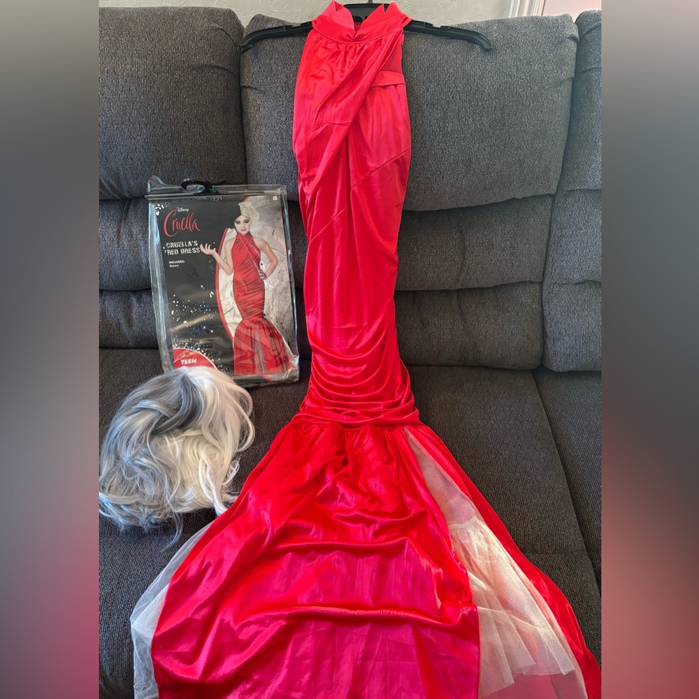 Cruella Red Gown Costume with Wig